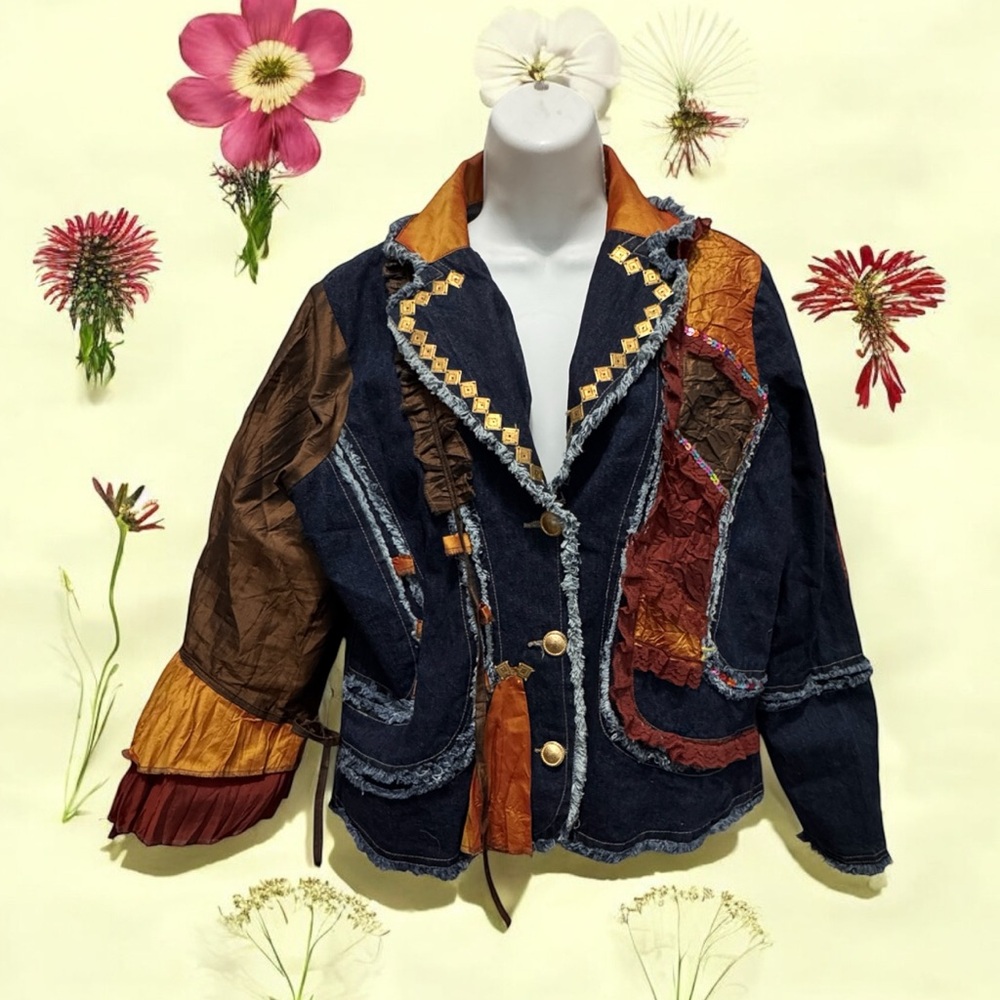 Bohemian Colorful Patchwork Jacket size xl